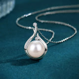 Collier rétro avec perles en forme de goutte | Or blanc