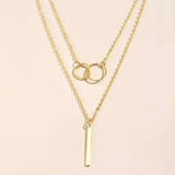Collier rétro avec pendentif rond double | Or