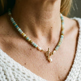 Collier rétro avec pierres | Or