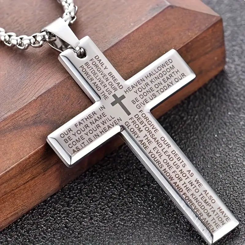 Collier unisexe moderne avec croix suspendue | Or