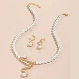 Ensemble cadeau en perles naturelles : collier et boucles d'oreilles | Or