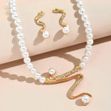 Ensemble cadeau en perles naturelles : collier et boucles d'oreilles | Or