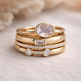 Ensemble de bagues rétro à brillants | Or