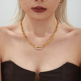 Ensemble de bijoux en chaîne épaisse pavée | Or