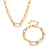 Ensemble de bijoux en chaîne épaisse pavée | Or