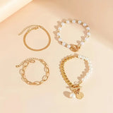 Ensemble de bracelets chic - serpent, perles & maillons | Or