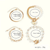 Ensemble de bracelets chic - serpent, perles & maillons | Or