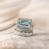 Ensemble de bagues rétro avec pierre en turquoise | Or blanc