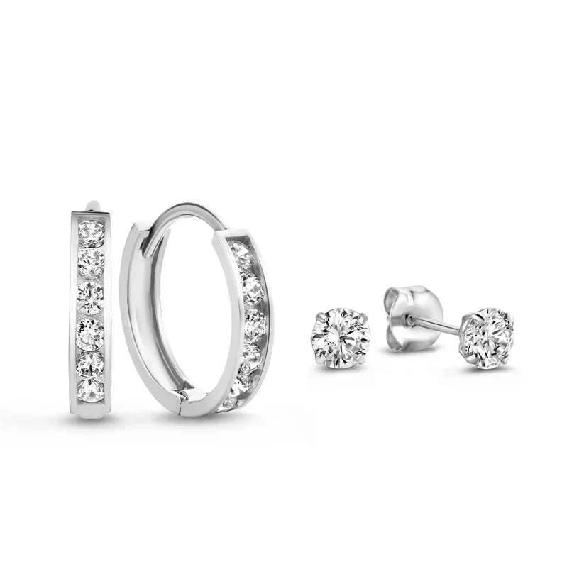 Ensemble de boucles d'oreilles « Dara brillant » avec pierres | Or