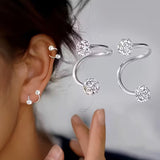 Ensemble de boucles d'oreilles légères de luxe avec des billes en spirale et des brillants | Or