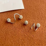 Ensemble de boucles d'oreilles légères de luxe avec des billes en spirale et des brillants | Or
