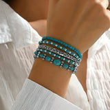 Ensemble de bracelets boho avec des perles turquoise | Or