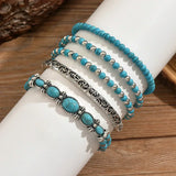 Ensemble de bracelets boho avec des perles turquoise | Or