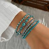 Ensemble de bracelets boho avec des perles turquoise | Or