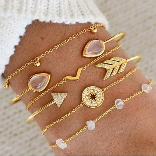 Ensemble de bracelets luxueux et scintillants | Or