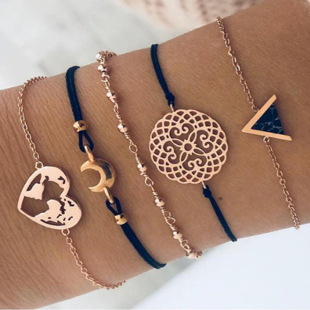 Ensemble de bracelets luxueux et scintillants | Or