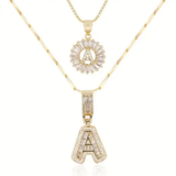Ensemble de colliers avec initiales | Or blanc