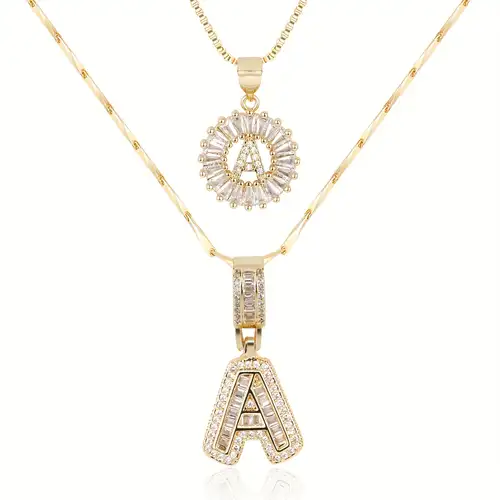 Ensemble de colliers avec initiales | Or blanc