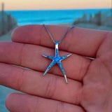 Pendentif étoile en bleu et opale or blanc | Or blanc