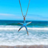 Pendentif étoile en bleu et opale or blanc | Or blanc