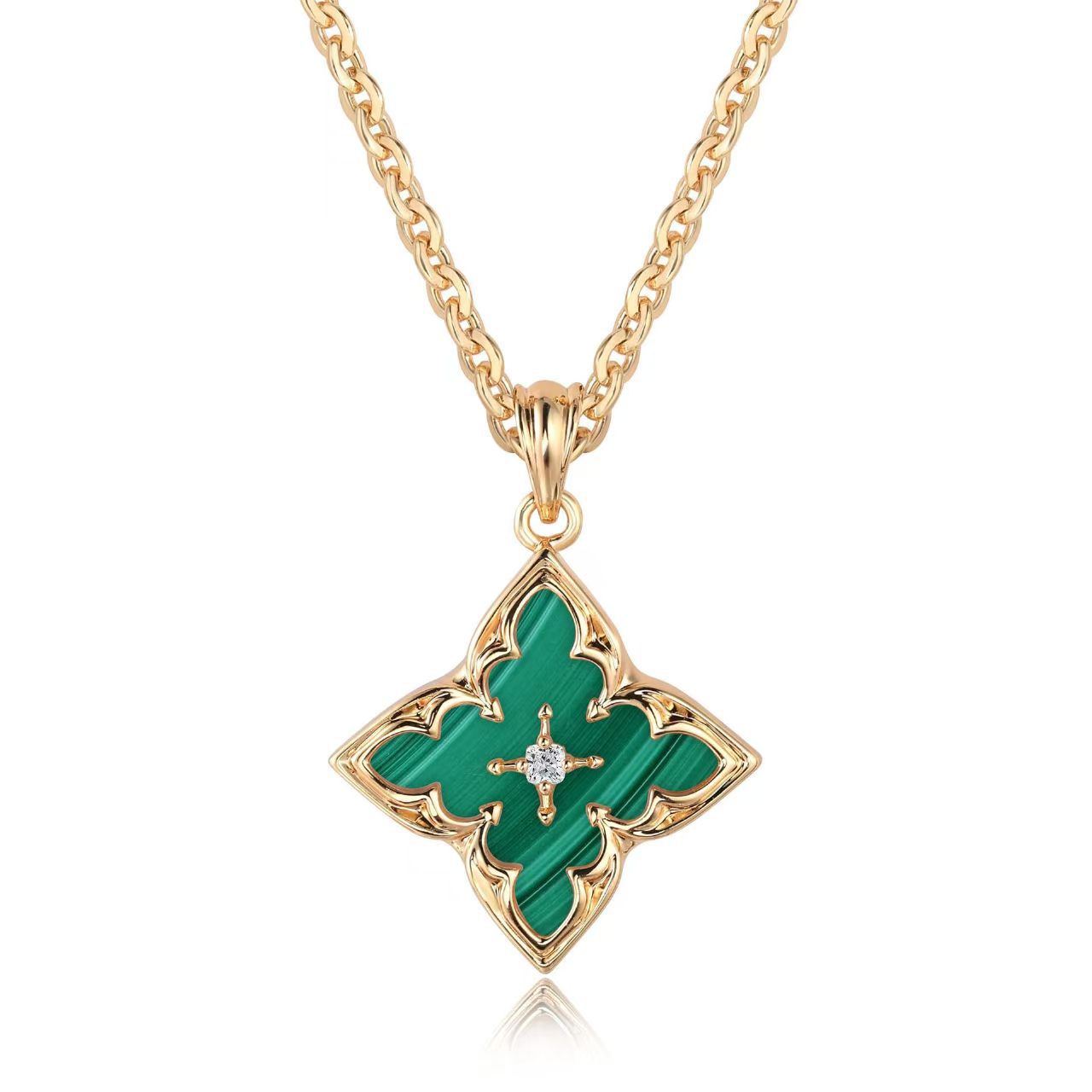 Pendentif trèfle blanc | Or