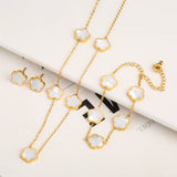 Set Bracelet+Collier+Boucles trèfle | Or