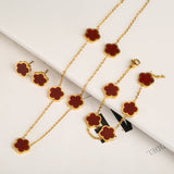 Set Bracelet+Collier+Boucles trèfle | Or